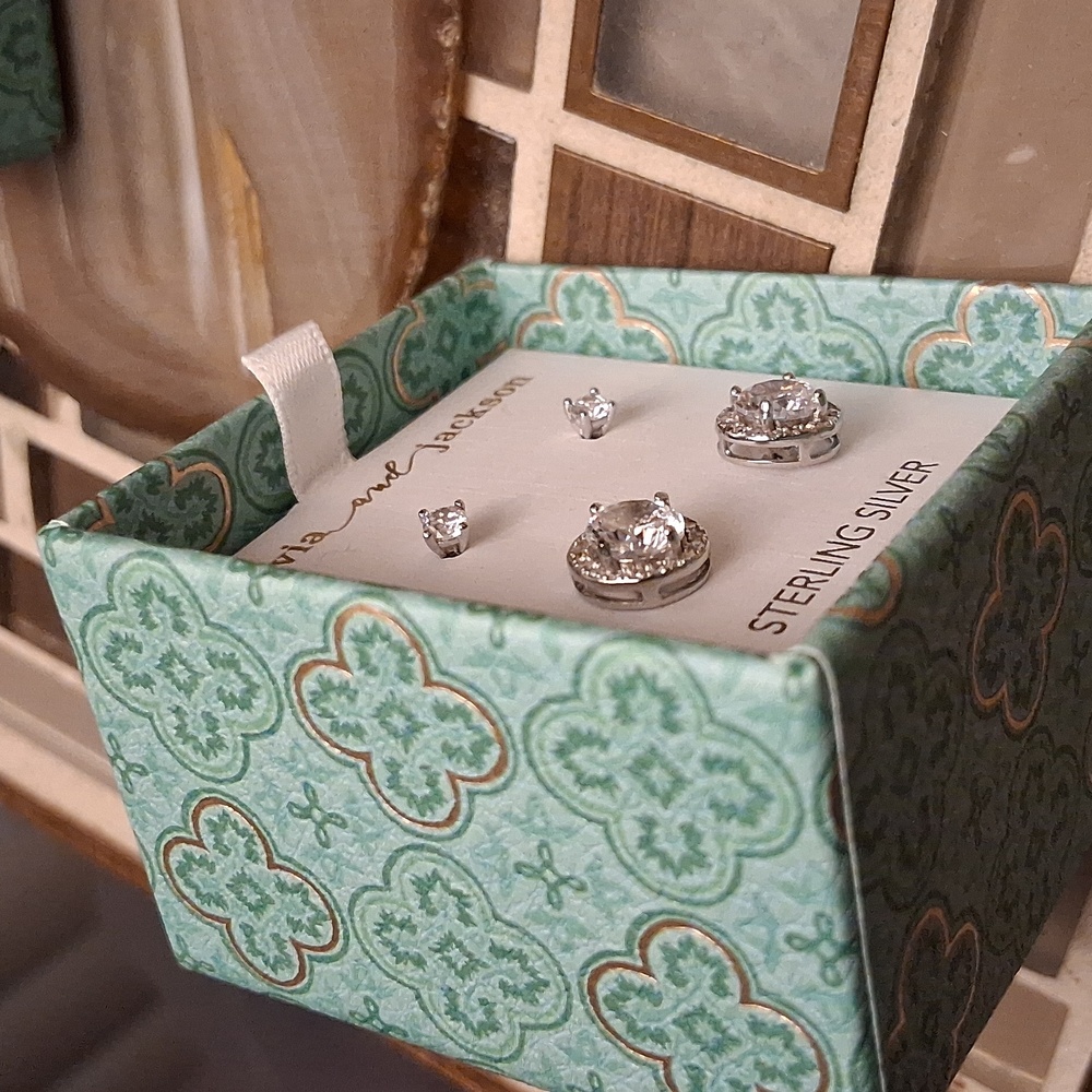 Sterling Silver Cubic Zirconia Earrings - Picture 2 of 5